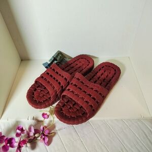 Red Woven Slide Sandals